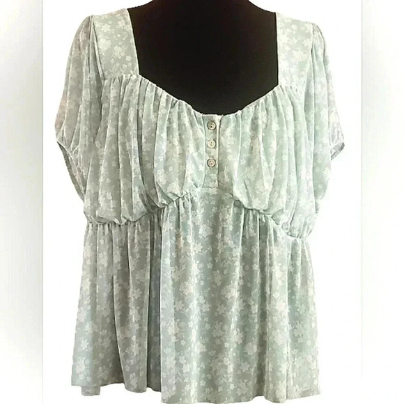 Floral Stretch Prairie Milkmaid Boho Gypsy Festival Sheer Size XXL - Picture 2 of 5